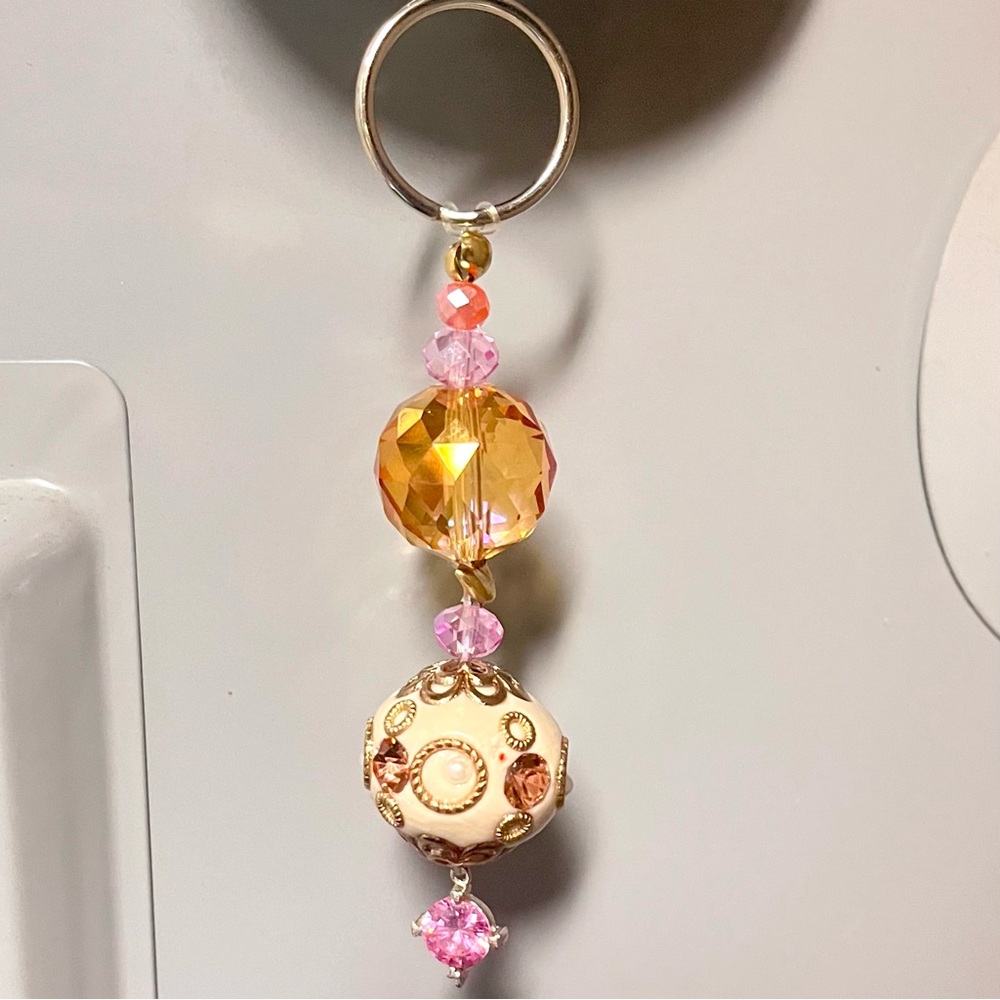 Hand Crafted Beaded Keychain; NWT!